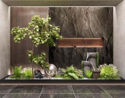 现代室内植物景观造景3D模型下载